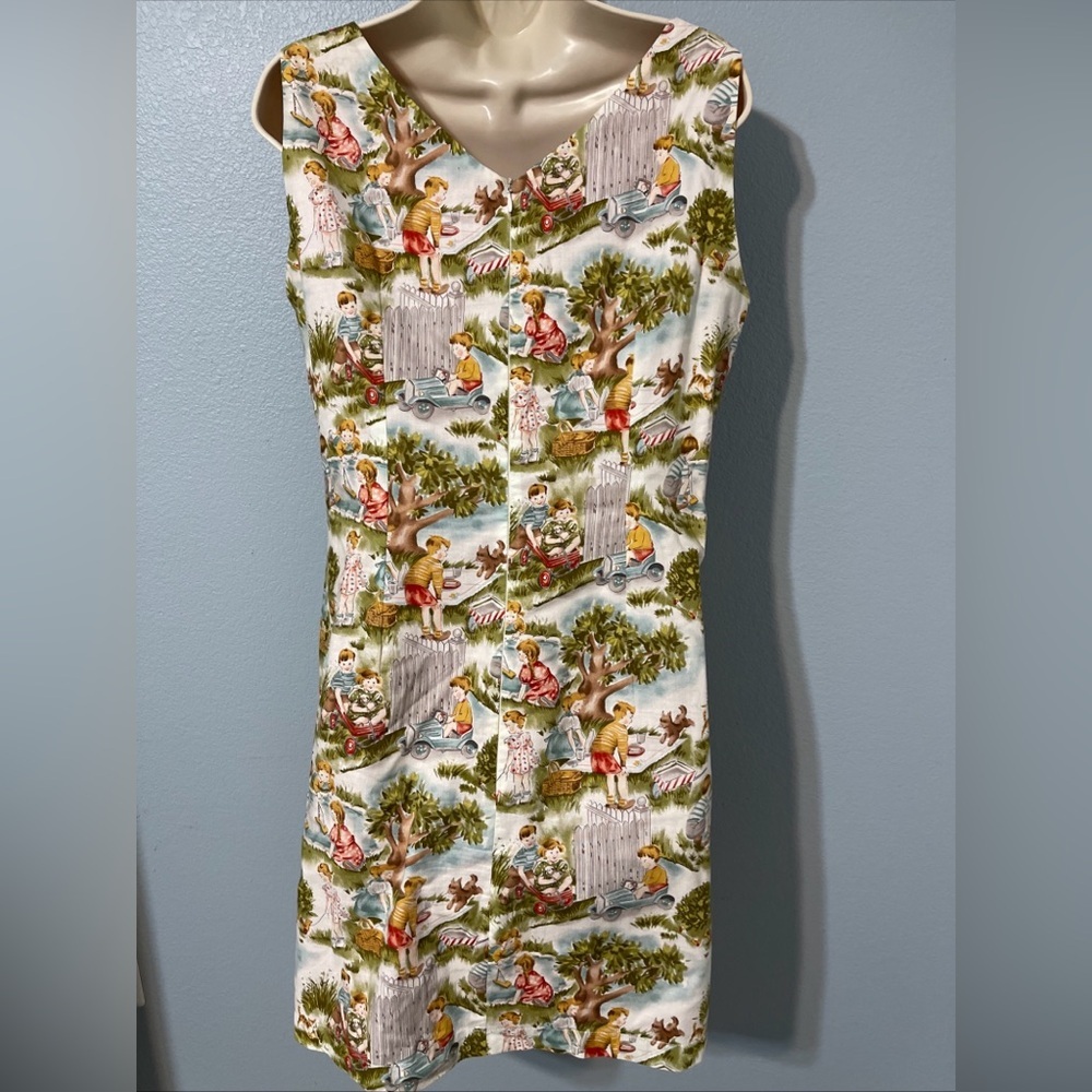 Love Life Felice Pappas Novelty Print Dress Storybook Picnic Cottagecore Large - Picture 4 of 6